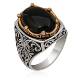 Silver Black Zircon Stone Men's Ring